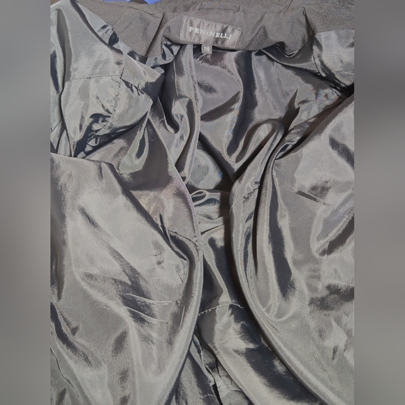 Vintage Fen-Nelli Sz 7/8 Women's Belted Black Raincoat - Picture 7 of 7